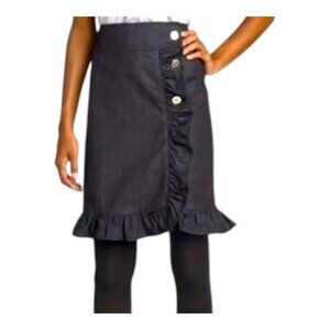 Leifsdottir Anthropologie Denim Skirt – Ruffle & Button Details, Size 8